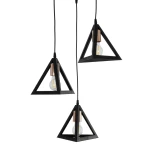 GloboStar® TRIANGLE 203-0162 Μοντέρνο Κρεμαστό Φωτιστικό Καμπάνα Τρίφωτο 3 x E27 IP20 Μαύρο με Χρυσό Πλαστικό - Μ67 x Π67 x Υ50cm