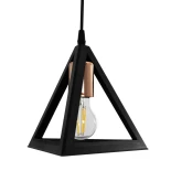 GloboStar® TRIANGLE 203-0162 Μοντέρνο Κρεμαστό Φωτιστικό Καμπάνα Τρίφωτο 3 x E27 IP20 Μαύρο με Χρυσό Πλαστικό - Μ67 x Π67 x Υ50cm