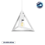 GloboStar® TRIANGLE 203-0163 Μοντέρνο Κρεμαστό Φωτιστικό Καμπάνα Μονόφωτο 1 x E27 IP20 Λευκό Πλαστικό - Μ24 x Π24 x Υ22cm