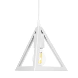 GloboStar® TRIANGLE 203-0163 Μοντέρνο Κρεμαστό Φωτιστικό Καμπάνα Μονόφωτο 1 x E27 IP20 Λευκό Πλαστικό - Μ24 x Π24 x Υ22cm