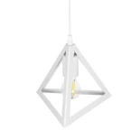 GloboStar® TRIANGLE 203-0163 Μοντέρνο Κρεμαστό Φωτιστικό Καμπάνα Μονόφωτο 1 x E27 IP20 Λευκό Πλαστικό - Μ24 x Π24 x Υ22cm