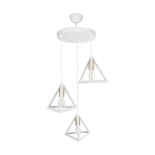 GLOBOSTAR® TRIANGLE 203-0166 Μοντέρνο Κρεμαστό Φωτιστικό Οροφής με Ντουί 3 x E27 AC 220-240V IP20 - Λευκό & Χρυσό - Μ67 x Π67 x Υ50cm
