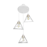 GLOBOSTAR® TRIANGLE 203-0166 Μοντέρνο Κρεμαστό Φωτιστικό Οροφής με Ντουί 3 x E27 AC 220-240V IP20 - Λευκό & Χρυσό - Μ67 x Π67 x Υ50cm