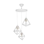 GLOBOSTAR® TRIANGLE 203-0166 Μοντέρνο Κρεμαστό Φωτιστικό Οροφής με Ντουί 3 x E27 AC 220-240V IP20 - Λευκό & Χρυσό - Μ67 x Π67 x Υ50cm