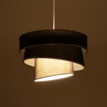 GloboStar® SIERA 203-0167 Μοντέρνο Κρεμαστό Φωτιστικό Καπέλο Μονόφωτο 1 x E27 IP20 Γκρι Ύφασμα με Ασημί Λεπτομέρεια - Μ38 x Π38 x Υ26cm