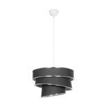 GloboStar® SIERA 203-0167 Μοντέρνο Κρεμαστό Φωτιστικό Καπέλο Μονόφωτο 1 x E27 IP20 Γκρι Ύφασμα με Ασημί Λεπτομέρεια - Μ38 x Π38 x Υ26cm