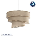 GloboStar® SIERA 203-0168 Μοντέρνο Κρεμαστό Φωτιστικό Καπέλο Μονόφωτο 1 x E27 IP20 Μπεζ Άμμου Ύφασμα με Χρυσή Λεπτομέρεια - Μ38 x Π38 x Υ26cm