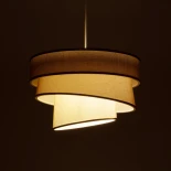 GloboStar® SIERA 203-0168 Μοντέρνο Κρεμαστό Φωτιστικό Καπέλο Μονόφωτο 1 x E27 IP20 Μπεζ Άμμου Ύφασμα με Χρυσή Λεπτομέρεια - Μ38 x Π38 x Υ26cm