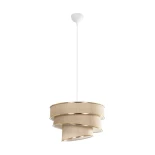 GloboStar® SIERA 203-0168 Μοντέρνο Κρεμαστό Φωτιστικό Καπέλο Μονόφωτο 1 x E27 IP20 Μπεζ Άμμου Ύφασμα με Χρυσή Λεπτομέρεια - Μ38 x Π38 x Υ26cm