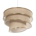 GloboStar® SIERA 203-0168 Μοντέρνο Κρεμαστό Φωτιστικό Καπέλο Μονόφωτο 1 x E27 IP20 Μπεζ Άμμου Ύφασμα με Χρυσή Λεπτομέρεια - Μ38 x Π38 x Υ26cm
