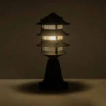 GloboStar® LANTERNA 203-0243 Μοντέρνο Επιδαπέδιο Φωτιστικό Φαναράκι Μονόφωτο 1 x E27 IP44 Μαύρο & Διάφανο Πλαστικό - Μ16 x Π16 x Υ35cm