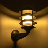 GloboStar® LANTERNA 203-0244 Μοντέρνο Επιτοίχιο Φωτιστικό Φαναράκι Μονόφωτο 1 x E27 IP44 Μαύρο Πλαστικό - Μ24 x Π16 x Υ27.5cm