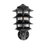 GloboStar® LANTERNA 203-0244 Μοντέρνο Επιτοίχιο Φωτιστικό Φαναράκι Μονόφωτο 1 x E27 IP44 Μαύρο Πλαστικό - Μ24 x Π16 x Υ27.5cm