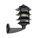 GloboStar® LANTERNA 203-0244 Μοντέρνο Επιτοίχιο Φωτιστικό Φαναράκι Μονόφωτο 1 x E27 IP44 Μαύρο Πλαστικό - Μ24 x Π16 x Υ27.5cm