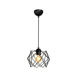 GloboStar® VORTEX 203-0277 Mοντέρνο Κρεμαστό Φωτιστικό Πλέγμα Μονόφωτο 1 x E27 IP20 Μαύρο Μέταλλο - Μ23.5 x Π23.5 x Υ20cm