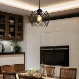 GloboStar® VORTEX 203-0277 Mοντέρνο Κρεμαστό Φωτιστικό Πλέγμα Μονόφωτο 1 x E27 IP20 Μαύρο Μέταλλο - Μ23.5 x Π23.5 x Υ20cm