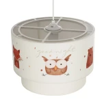 GloboStar® OWL 204-0001 Παιδικό Κρεμαστό Φωτιστικό Φιγούρα Μονόφωτο 1 x E27 IP20 Πολύχρωμο Ύφασμα - Μ30 x Π30 x Υ24cm