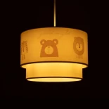 GloboStar® BEAR 204-0003 Παιδικό Κρεμαστό Φωτιστικό Φιγούρα Μονόφωτο 1 x E27 IP20 Πολύχρωμο Ύφασμα - Μ30 x Π30 x Υ24cm
