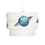 GloboStar® SATURN 204-0012 Παιδικό Κρεμαστό Φωτιστικό Φιγούρα Μονόφωτο 1 x E27 IP20 Πολύχρωμο Ύφασμα - Μ30 x Π30 x Υ24cm