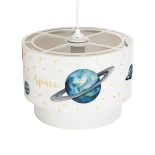 GloboStar® SATURN 204-0012 Παιδικό Κρεμαστό Φωτιστικό Φιγούρα Μονόφωτο 1 x E27 IP20 Πολύχρωμο Ύφασμα - Μ30 x Π30 x Υ24cm
