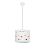 GloboStar® DINO 204-0014 Παιδικό Κρεμαστό Φωτιστικό Φιγούρα Μονόφωτο 1 x E27 IP20 Πολύχρωμο Ύφασμα - Μ28 x Π28 x Υ24cm