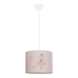 GloboStar® BALLERINA 204-0015 Παιδικό Κρεμαστό Φωτιστικό Φιγούρα Μονόφωτο 1 x E27 IP20 Ροζ Ύφασμα - Μ28 x Π28 x Υ24cm