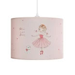 GloboStar® BALLERINA 204-0015 Παιδικό Κρεμαστό Φωτιστικό Φιγούρα Μονόφωτο 1 x E27 IP20 Ροζ Ύφασμα - Μ28 x Π28 x Υ24cm
