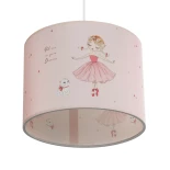 GloboStar® BALLERINA 204-0015 Παιδικό Κρεμαστό Φωτιστικό Φιγούρα Μονόφωτο 1 x E27 IP20 Ροζ Ύφασμα - Μ28 x Π28 x Υ24cm