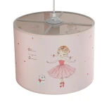 GloboStar® BALLERINA 204-0015 Παιδικό Κρεμαστό Φωτιστικό Φιγούρα Μονόφωτο 1 x E27 IP20 Ροζ Ύφασμα - Μ28 x Π28 x Υ24cm
