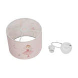 GloboStar® BALLERINA 204-0015 Παιδικό Κρεμαστό Φωτιστικό Φιγούρα Μονόφωτο 1 x E27 IP20 Ροζ Ύφασμα - Μ28 x Π28 x Υ24cm