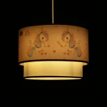 GloboStar® PONY 204-0016 Παιδικό Κρεμαστό Φωτιστικό Φιγούρα Μονόφωτο 1 x E27 IP20 Ροζ Ύφασμα - Μ30 x Π30 x Υ24cm