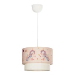 GloboStar® PONY 204-0016 Παιδικό Κρεμαστό Φωτιστικό Φιγούρα Μονόφωτο 1 x E27 IP20 Ροζ Ύφασμα - Μ30 x Π30 x Υ24cm