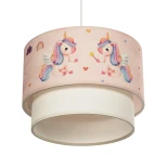 GloboStar® PONY 204-0016 Παιδικό Κρεμαστό Φωτιστικό Φιγούρα Μονόφωτο 1 x E27 IP20 Ροζ Ύφασμα - Μ30 x Π30 x Υ24cm