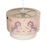 GloboStar® PONY 204-0016 Παιδικό Κρεμαστό Φωτιστικό Φιγούρα Μονόφωτο 1 x E27 IP20 Ροζ Ύφασμα - Μ30 x Π30 x Υ24cm