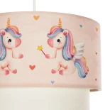 GloboStar® PONY 204-0016 Παιδικό Κρεμαστό Φωτιστικό Φιγούρα Μονόφωτο 1 x E27 IP20 Ροζ Ύφασμα - Μ30 x Π30 x Υ24cm