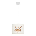GloboStar® OWL 204-0017 Παιδικό Κρεμαστό Φωτιστικό Φιγούρα Μονόφωτο 1 x E27 IP20 Λευκό Ύφασμα - Μ28 x Π28 x Υ24cm