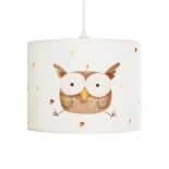 GloboStar® OWL 204-0017 Παιδικό Κρεμαστό Φωτιστικό Φιγούρα Μονόφωτο 1 x E27 IP20 Λευκό Ύφασμα - Μ28 x Π28 x Υ24cm