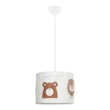 GloboStar® BEAR 204-0018 Παιδικό Κρεμαστό Φωτιστικό Φιγούρα Μονόφωτο 1 x E27 IP20 Πολύχρωμο Ύφασμα - Μ28 x Π28 x Υ24cm
