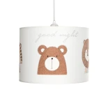 GloboStar® BEAR 204-0018 Παιδικό Κρεμαστό Φωτιστικό Φιγούρα Μονόφωτο 1 x E27 IP20 Πολύχρωμο Ύφασμα - Μ28 x Π28 x Υ24cm