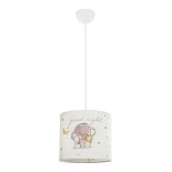 GloboStar® ELEPHANT 204-0020 Παιδικό Κρεμαστό Φωτιστικό Φιγούρα Μονόφωτο 1 x E27 IP20 Λευκό Ύφασμα - Μ24 x Π24 x Υ23cm