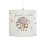 GloboStar® ELEPHANT 204-0020 Παιδικό Κρεμαστό Φωτιστικό Φιγούρα Μονόφωτο 1 x E27 IP20 Λευκό Ύφασμα - Μ24 x Π24 x Υ23cm