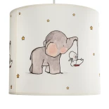 GloboStar® ELEPHANT 204-0020 Παιδικό Κρεμαστό Φωτιστικό Φιγούρα Μονόφωτο 1 x E27 IP20 Λευκό Ύφασμα - Μ24 x Π24 x Υ23cm