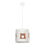 GloboStar® BEAR 204-0021 Παιδικό Κρεμαστό Φωτιστικό Φιγούρα Μονόφωτο 1 x E27 IP20 Πολύχρωμο Ύφασμα - Μ24 x Π24 x Υ23cm