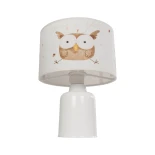 GloboStar® OWL 204-0024 Παιδικό Eπιτραπέζιο Φωτιστικό Πορτατίφ Μονόφωτο 1 x E27 IP20 Πολύχρωμο Ύφασμα με Λευκό Πλαστικό - Μ24 x Π24 x Υ32cm