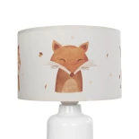 GloboStar® OWL 204-0024 Παιδικό Eπιτραπέζιο Φωτιστικό Πορτατίφ Μονόφωτο 1 x E27 IP20 Πολύχρωμο Ύφασμα με Λευκό Πλαστικό - Μ24 x Π24 x Υ32cm