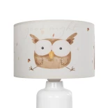 GloboStar® OWL 204-0024 Παιδικό Eπιτραπέζιο Φωτιστικό Πορτατίφ Μονόφωτο 1 x E27 IP20 Πολύχρωμο Ύφασμα με Λευκό Πλαστικό - Μ24 x Π24 x Υ32cm