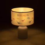 GloboStar® DINO 204-0028 Παιδικό Eπιτραπέζιο Φωτιστικό Πορτατίφ Μονόφωτο 1 x E27 IP20 Πολύχρωμο Ύφασμα με Λευκό Πλαστικό - Μ24 x Π24 x Υ32cm