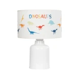 GloboStar® DINO 204-0028 Παιδικό Eπιτραπέζιο Φωτιστικό Πορτατίφ Μονόφωτο 1 x E27 IP20 Πολύχρωμο Ύφασμα με Λευκό Πλαστικό - Μ24 x Π24 x Υ32cm