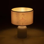 GloboStar® BALLERINA 204-0029 Παιδικό Eπιτραπέζιο Φωτιστικό Πορτατίφ Μονόφωτο 1 x E27 IP20 Πολύχρωμο Ύφασμα με Λευκό Πλαστικό - Μ24 x Π24 x Υ32cm