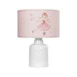 GloboStar® BALLERINA 204-0029 Παιδικό Eπιτραπέζιο Φωτιστικό Πορτατίφ Μονόφωτο 1 x E27 IP20 Πολύχρωμο Ύφασμα με Λευκό Πλαστικό - Μ24 x Π24 x Υ32cm